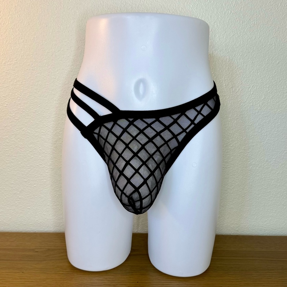 Andrew Christian Black Mesh Thong Size Large